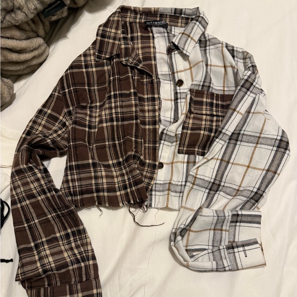 Kittenish Tops - Kittenish crop flannel